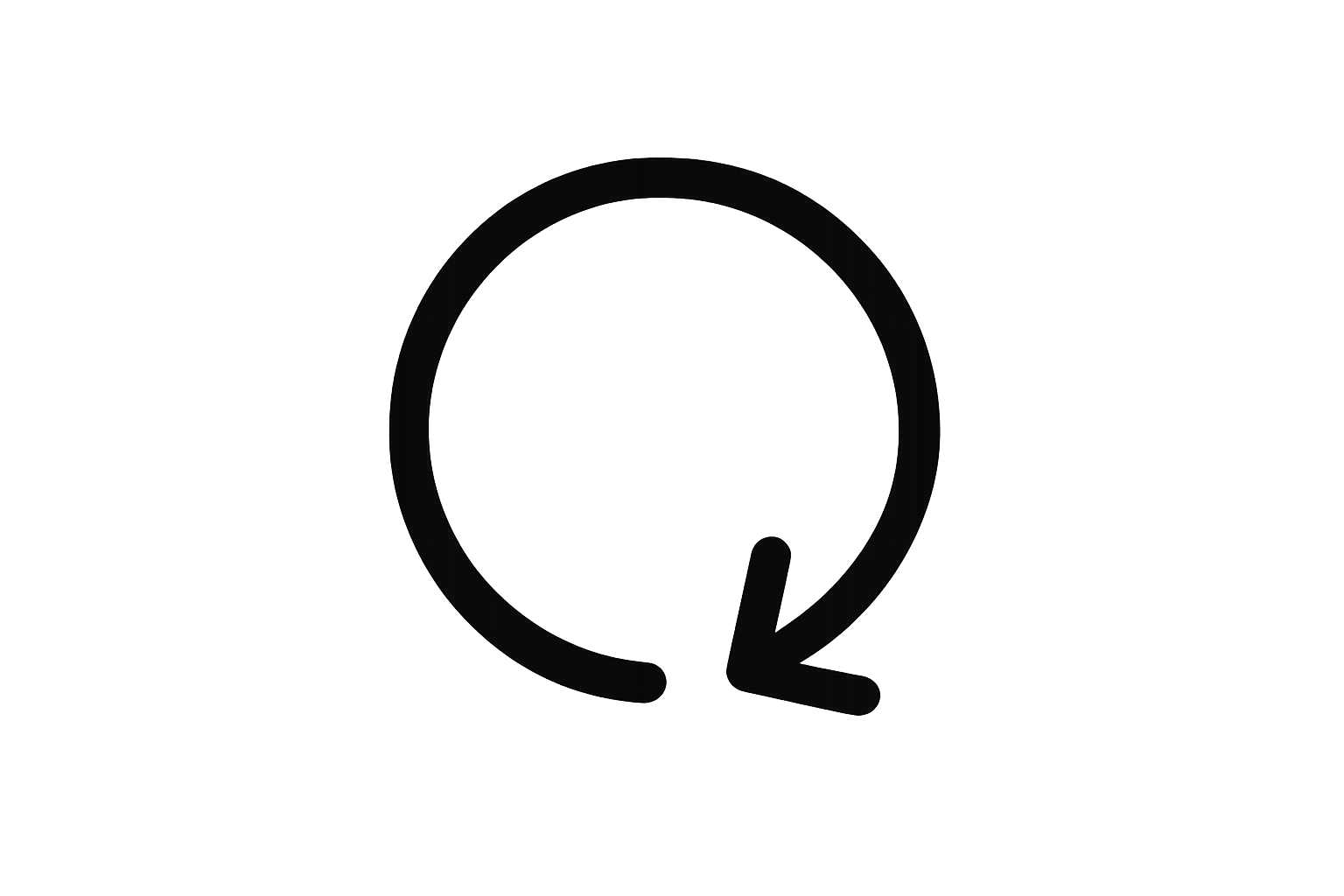 a black and white icon that symbolizes returns