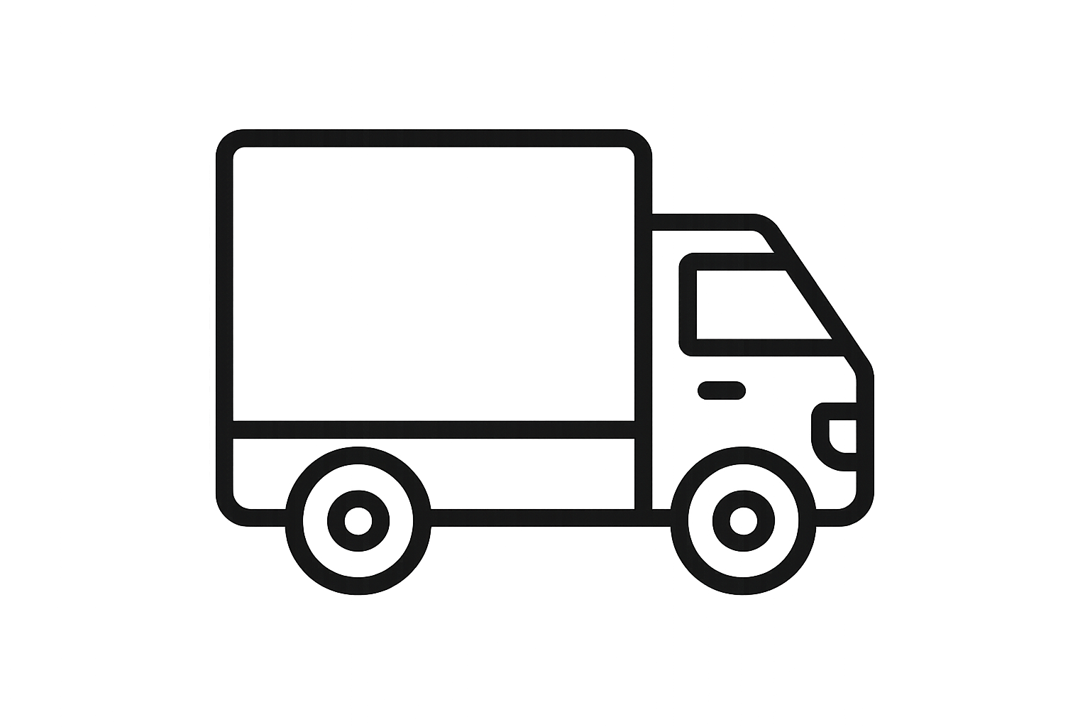 black and white delivery truck icon